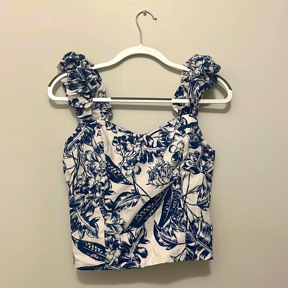 White and Blue Patterned Summer Tank